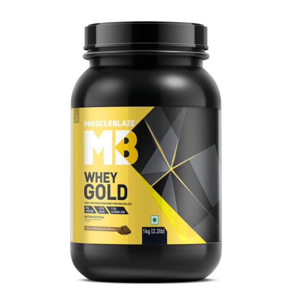 MuscleBlaze Whey Gold - 1 Kg (2.2 Lb), Rich Milk Chocolate