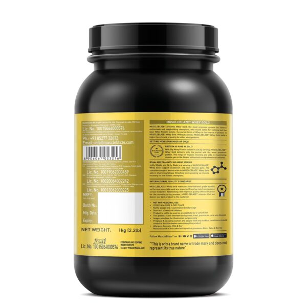MuscleBlaze Whey Gold - 1 Kg (2.2 Lb), Rich Milk Chocolate - Image 3