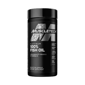 Muscletech Platinum 100% Fish Oil, 1000mg Fish Oil, 300mg Omega-3 Fatty Acids, 180mg EPA & 120mg DHA, (100 Softgel Capsules)