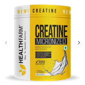 HealthFarm Creatine Micronized 250g – 100% Pure Monohydrate for Muscle Strength & Recovery